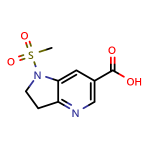 Chemical structure of 1-Methanesulfonyl-1H,2H,3H-pyrrolo[3,2-b]pyridine-6-carboxylic acid , AChemBlock AD291782