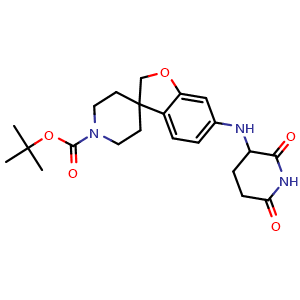 Chemical structure of tert-Butyl 6-((2,6-dioxopiperidin-3-yl)amino)-2H-spiro[benzofuran-3,4'-piperidine]-1'-carboxylate , AChemBlock AD291791