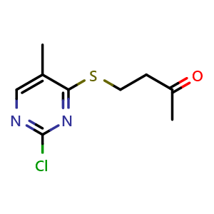 Chemical structure of 4-((2-Chloro-5-methylpyrimidin-4-yl)thio)butan-2-one , AChemBlock AD291794