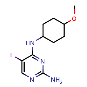 Chemical structure of 5-Iodo-N4-(4-methoxycyclohexyl)pyrimidine-2,4-diamine , AChemBlock AD291798