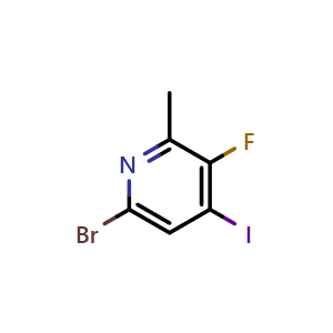 Chemical structure of 6-Bromo-3-fluoro-4-iodo-2-methylpyridine , AChemBlock AD291803
