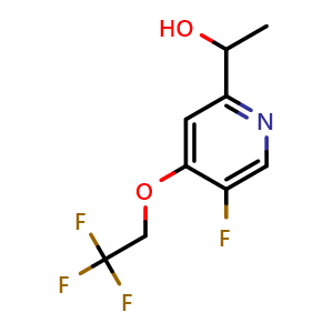 Chemical structure of 1-(5-Fluoro-4-(2,2,2-trifluoroethoxy)pyridin-2-yl)ethan-1-ol , AChemBlock AD291806