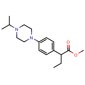 Chemical structure of Methyl 2-(4-(4-isopropylpiperazin-1-yl)phenyl)butanoate , AChemBlock AD291813