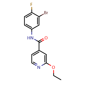 Chemical structure of N-(3-Bromo-4-fluorophenyl)-2-ethoxyisonicotinamide , AChemBlock AD291815