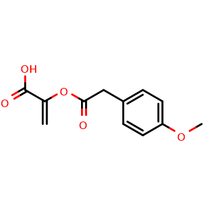 Chemical structure of 2-(2-(4-Methoxyphenyl)acetoxy)acrylic acid , AChemBlock AD291822
