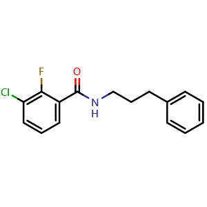 Chemical structure of 3-Chloro-2-fluoro-N-(3-phenylpropyl)benzamide , AChemBlock AD291826