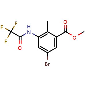 Chemical structure of Methyl 5-bromo-2-methyl-3-(2,2,2-trifluoroacetamido)benzoate , AChemBlock AD291828