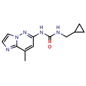 Chemical structure of 1-(Cyclopropylmethyl)-3-(8-methylimidazo[1,2-b]pyridazin-6-yl)urea , AChemBlock AD291839
