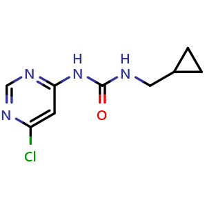 Chemical structure of 1-(6-Chloropyrimidin-4-yl)-3-(cyclopropylmethyl)urea , AChemBlock AD291840
