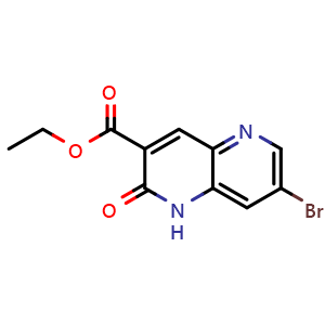 Chemical structure of Ethyl 7-bromo-2-oxo-1,2-dihydro-1,5-naphthyridine-3-carboxylate , AChemBlock AD291851