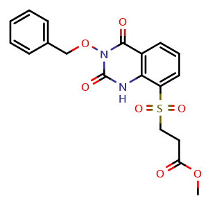 Chemical structure of Methyl 3-((3-(benzyloxy)-2,4-dioxo-1,2,3,4-tetrahydroquinazolin-8-yl)sulfonyl)propanoate , AChemBlock AD291856
