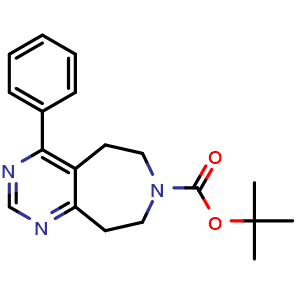 Chemical structure of tert-Butyl 4-phenyl-5,6,8,9-tetrahydro-7H-pyrimido[4,5-d]azepine-7-carboxylate , AChemBlock AD291864