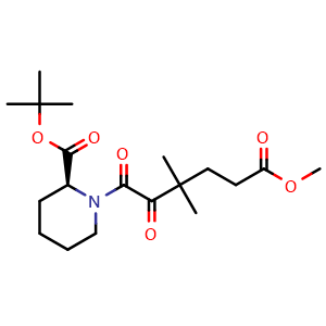 Chemical structure of tert-Butyl (S)-1-(6-methoxy-3,3-dimethyl-2,6-dioxohexanoyl)piperidine-2-carboxylate , AChemBlock AD291874