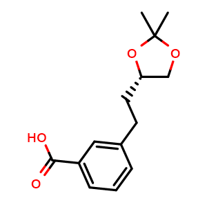 Chemical structure of (S)-3-(2-(2,2-Dimethyl-1,3-dioxolan-4-yl)ethyl)benzoic acid , AChemBlock AD291876