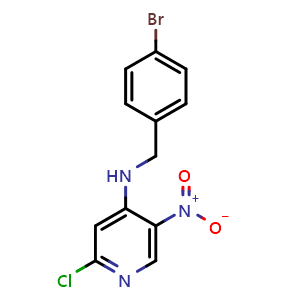 Chemical structure of N-(4-Bromobenzyl)-2-chloro-5-nitropyridin-4-amine , AChemBlock AD291879