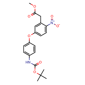 Chemical structure of Methyl 2-(5-(4-((tert-butoxycarbonyl)amino)phenoxy)-2-nitrophenyl)acetate , AChemBlock AD291881