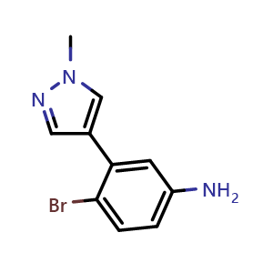 Chemical structure of 4-Bromo-3-(1-methyl-1H-pyrazol-4-yl)aniline , AChemBlock AD291882