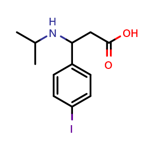 Chemical structure of 3-(4-Iodophenyl)-3-(isopropylamino)propanoic acid , AChemBlock AD291886