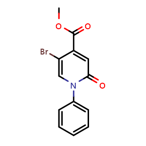 Chemical structure of Methyl 5-bromo-2-oxo-1-phenyl-1,2-dihydropyridine-4-carboxylate , AChemBlock AD291892