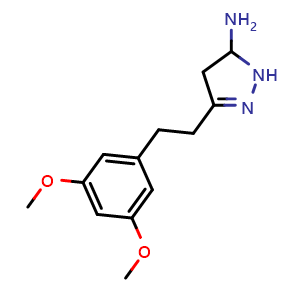 Chemical structure of 3-(3,5-Dimethoxyphenethyl)-4,5-dihydro-1H-pyrazol-5-amine , AChemBlock AD291897