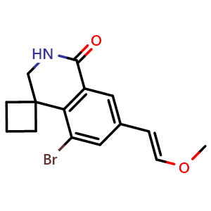 Chemical structure of (E)-5'-Bromo-7'-(2-methoxyvinyl)-2',3'-dihydro-1'H-spiro[cyclobutane-1,4'-isoquinolin]-1'-one , AChemBlock AD291899