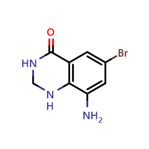 Chemical structure of 8-Amino-6-bromo-2,3-dihydroquinazolin-4(1H)-one , AChemBlock AD291900