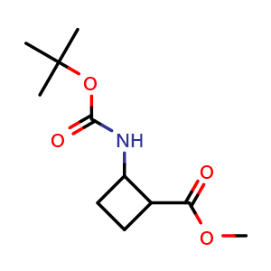 Chemical structure of Methyl 2-((tert-butoxycarbonyl)amino)cyclobutane-1-carboxylate , AChemBlock AD291906