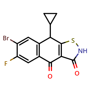 Chemical structure of 7-Bromo-9-cyclopropyl-6-fluoronaphtho[2,3-d]isothiazole-3,4(2H,9H)-dione , AChemBlock AD291912
