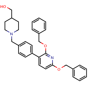 Chemical structure of (1-(4-(2,6-Bis(benzyloxy)pyridin-3-yl)benzyl)piperidin-4-yl)methanol , AChemBlock AD291914