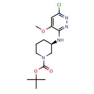 Chemical structure of tert-Butyl (R)-3-((6-chloro-4-methoxypyridazin-3-yl)amino)piperidine-1-carboxylate , AChemBlock AD291915