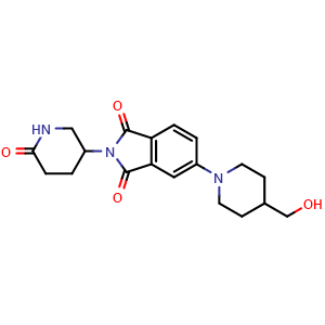 Chemical structure of 5-(4-(Hydroxymethyl)piperidin-1-yl)-2-(6-oxopiperidin-3-yl)isoindoline-1,3-dione , AChemBlock AD291916