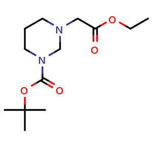 Chemical structure of tert-Butyl 3-(2-ethoxy-2-oxoethyl)tetrahydropyrimidine-1(2H)-carboxylate , AChemBlock AD291924