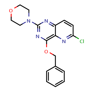 Chemical structure of 4-(4-(Benzyloxy)-6-chloropyrido[3,2-d]pyrimidin-2-yl)morpholine , AChemBlock AD291926