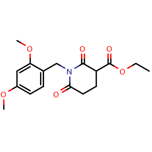 Chemical structure of Ethyl 1-(2,4-dimethoxybenzyl)-2,6-dioxopiperidine-3-carboxylate , AChemBlock AD291928