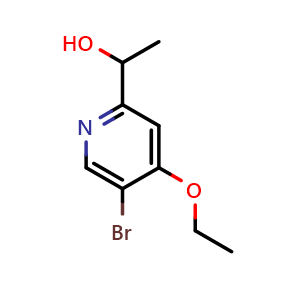 Chemical structure of 1-(5-Bromo-4-ethoxypyridin-2-yl)ethan-1-ol , AChemBlock AD291937