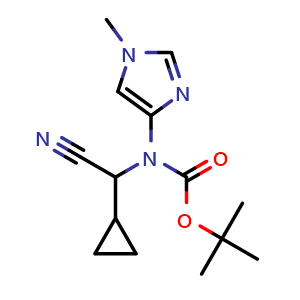 Chemical structure of tert-Butyl (cyano(cyclopropyl)methyl)(1-methyl-1H-imidazol-4-yl)carbamate , AChemBlock AD291938
