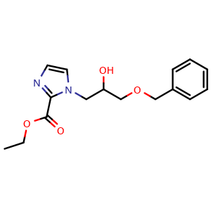 Chemical structure of Ethyl 1-(3-(benzyloxy)-2-hydroxypropyl)-1H-imidazole-2-carboxylate , AChemBlock AD291947