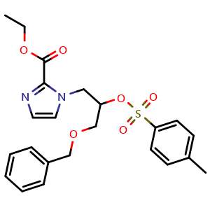 Chemical structure of Ethyl 1-(3-(benzyloxy)-2-(tosyloxy)propyl)-1H-imidazole-2-carboxylate , AChemBlock AD291948