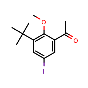 Chemical structure of 1-(3-(tert-Butyl)-5-iodo-2-methoxyphenyl)ethan-1-one , AChemBlock AD291958