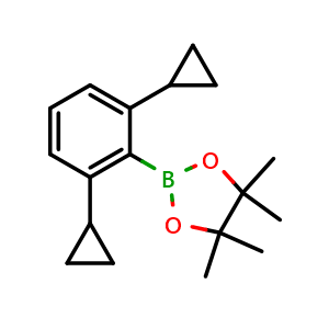 Chemical structure of 2-(2,6-Dicyclopropylphenyl)-4,4,5,5-tetramethyl-1,3,2-dioxaborolane , AChemBlock AD291964
