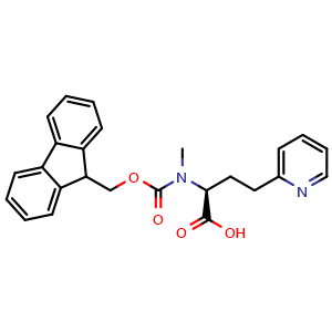 Chemical structure of (S)-2-((((9H-fluoren-9-yl)methoxy)carbonyl)(methyl)amino)-4-(pyridin-2-yl)butanoic acid , CAS 2973753-32-9, AChemBlock AD291971