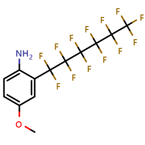 Chemical structure of 4-Methoxy-2-(1,1,2,2,3,3,4,4,5,5,6,6,6-tridecafluorohexyl)aniline , CAS 350608-67-2, AChemBlock AD291978