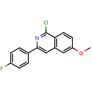 Chemical structure of 1-Chloro-3-(4-fluorophenyl)-6-methoxyisoquinoline , CAS 1409950-54-4, AChemBlock AD291984