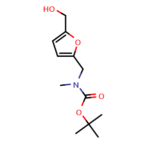 Chemical structure of tert-Butyl ((5-(hydroxymethyl)furan-2-yl)methyl)(methyl)carbamate , CAS 2302865-19-4, AChemBlock AD291988
