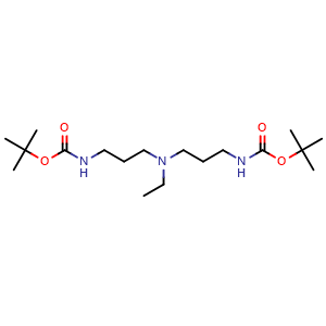 Chemical structure of 12-Oxa-2,6,10-triazatetradecanoic acid,6-ethyl-13,13-dimethyl-11-oxo-, 1,1-dimethylethyl ester , CAS 823190-24-5, AChemBlock AD291991
