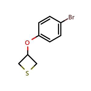 Chemical structure of 3-(4-Bromophenoxy)thietane , CAS 1779765-08-0, AChemBlock AD291992