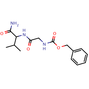 Chemical structure of Benzyl (2-((1-amino-3-methyl-1-oxobutan-2-yl)amino)-2-oxoethyl)carbamate , CAS 17331-80-5, AChemBlock AD292000