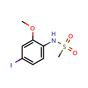 Chemical structure of N-(4-Iodo-2-methoxyphenyl)methanesulfonamide , CAS 1850313-43-7, AChemBlock AD292001