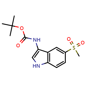 Chemical structure of tert-Butyl (5-(methylsulfonyl)-1H-indol-3-yl)carbamate , CAS 3046438-84-7, AChemBlock AD292002