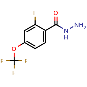 Chemical structure of 2-Fluoro-4-(trifluoromethoxy)benzohydrazide , CAS 2256083-98-2, AChemBlock AD292005
